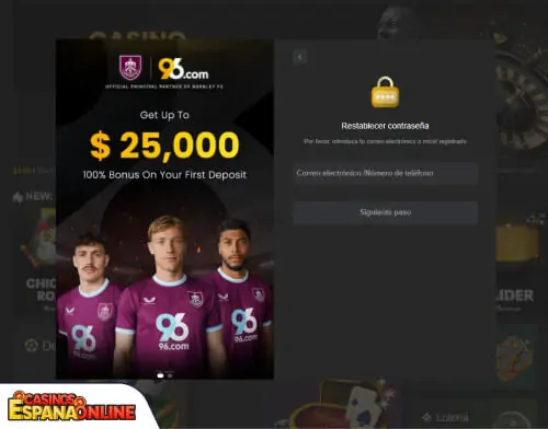 96.com Casino Problemas para entrar