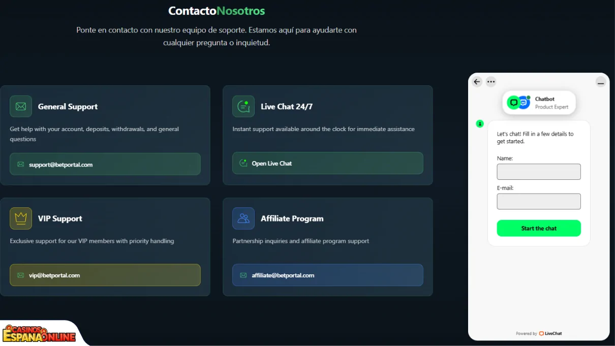 BetPortal Casino Soporte al Cliente